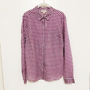 NWT LOFT Lightweight Cotton Checked Shirt